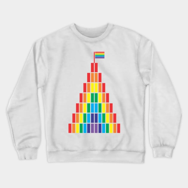 Rainbow Tower Pride Flag Geometric Mountain Crewneck Sweatshirt by ursoleite